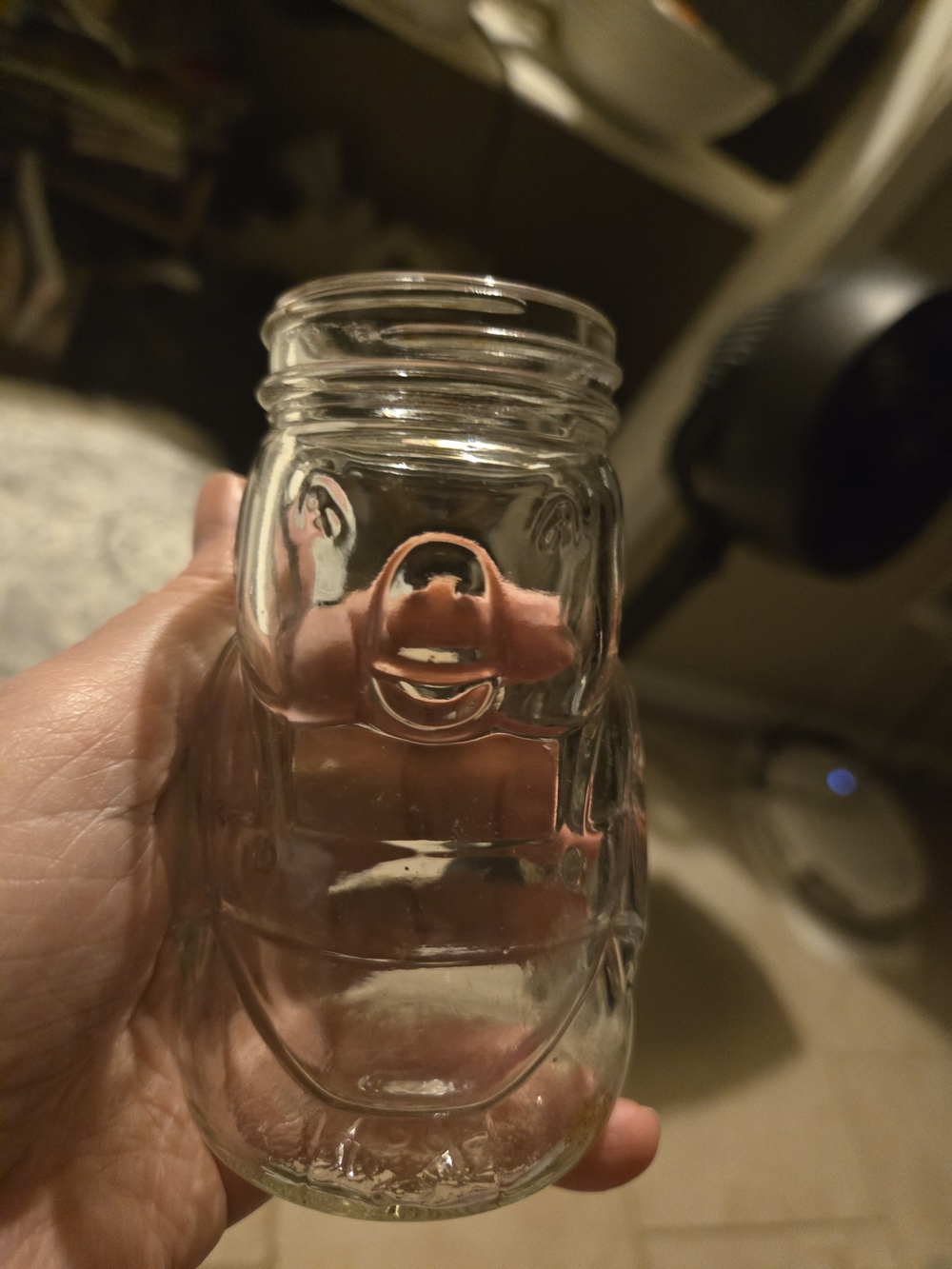 Clear Glass Bear-Shaped Decorative Jar - Transparent